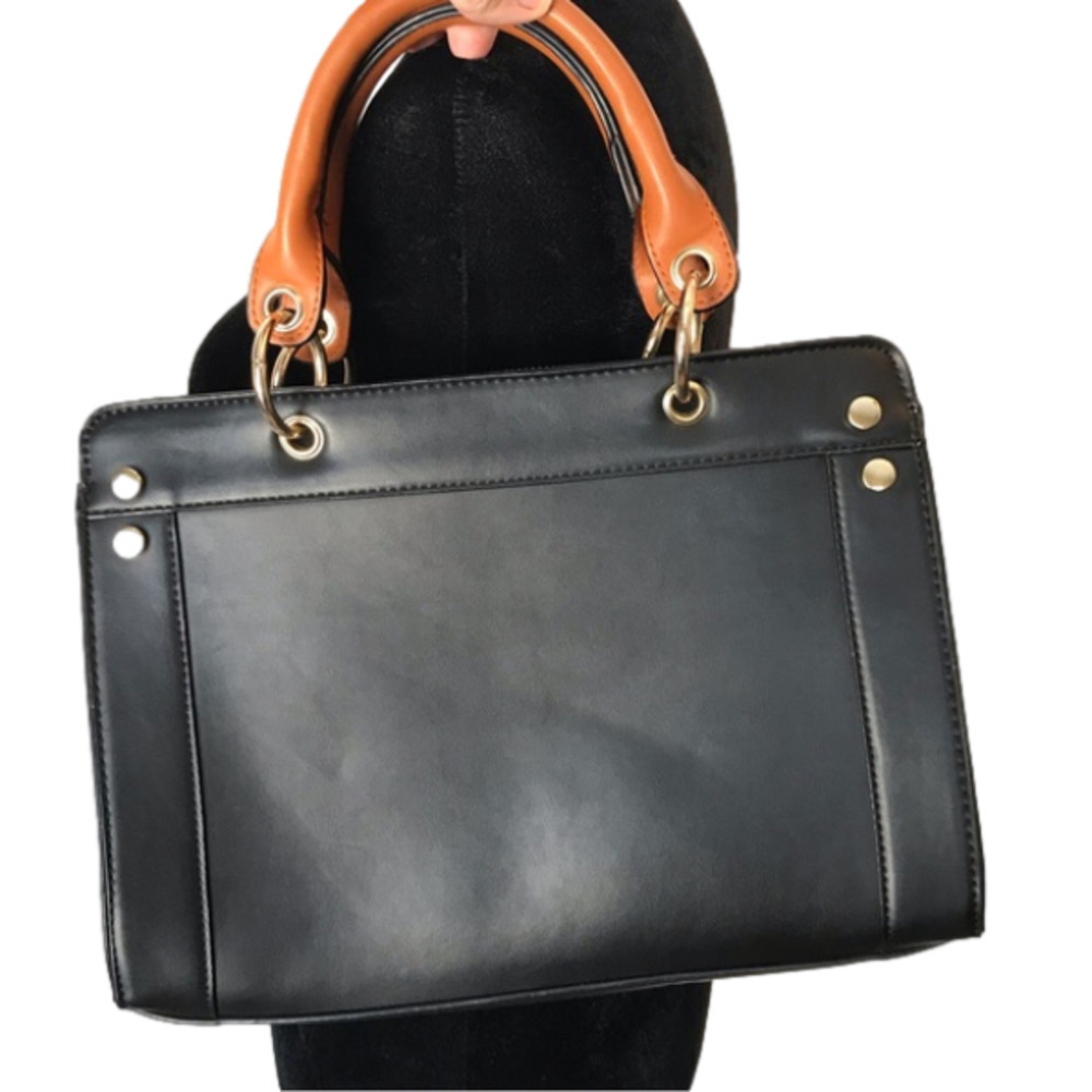 CESCA handbag purse.  Black with brown handles.